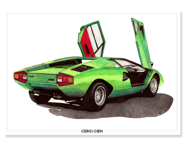 Lamina A4 - Lamborghini Countach LP 400 1974